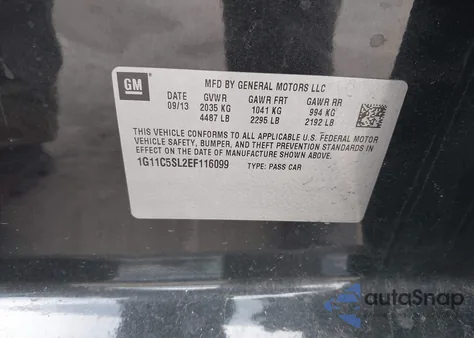 2014 Chevrolet Malibu 1Lt from USA, damaged, VIN 1G11C5SL2EF116099